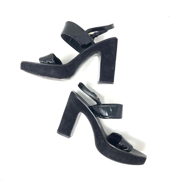 MUI MUI Black Platform Sandals - Patent Leather and Suede - Size 39 - Picture 1 of 10